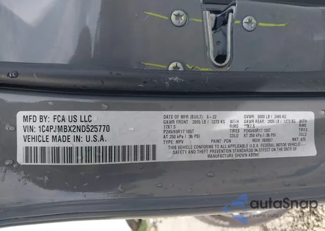 2022 Jeep Cherokee Trailhawk 4X4 из США, поврежденный, VIN 1C4PJMBX2ND525770